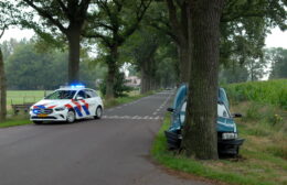 Auto tegen de boom bij eenzijdig ongeval